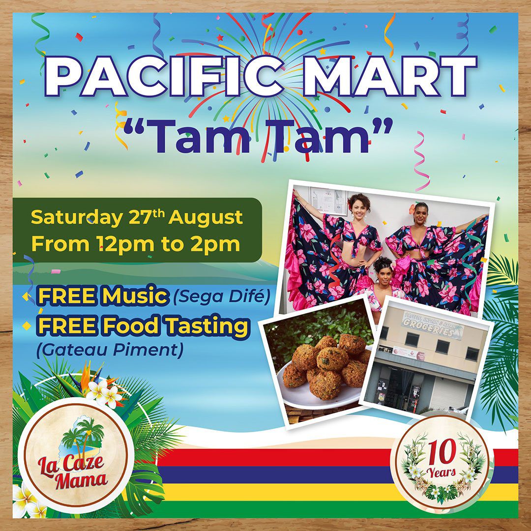 Read more about the article Join us on Saturday 27th August for a Mauritian Tam Tam at Pacific Mart